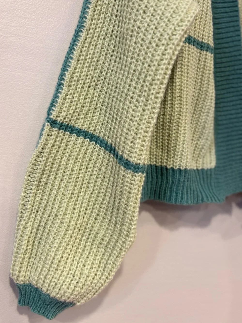 SHEIN Cropped Contrast Trim Open Front Cardigan Seafoam Green Women's Small